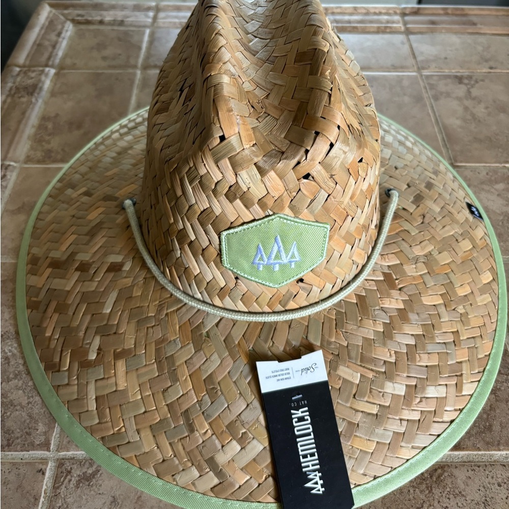 Hemlock Straw Hat with Green Brim